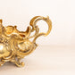 Vintage Medium Gold Tone Brass Jardinière Planter with Floral Designs