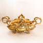 Vintage Medium Gold Tone Brass Jardinière Planter with Floral Designs