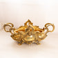 Vintage Medium Gold Tone Brass Jardinière Planter with Floral Designs