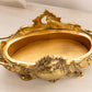 Vintage Medium Gold Tone Brass Jardinière Planter with Floral Designs