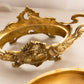 Vintage Medium Gold Tone Brass Jardinière Planter with Floral Designs