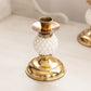 Vintage Medium Gold Tone Metal & White Milk Glass Hobnail Candleholder