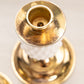 Vintage Medium Gold Tone Metal & White Milk Glass Hobnail Candleholder