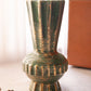 Vintage Medium Green Ceramic Vase with Brushed Gold Details