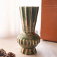 Vintage Medium Green Ceramic Vase with Brushed Gold Details