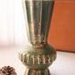 Vintage Medium Green Ceramic Vase with Brushed Gold Details