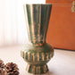 Vintage Medium Green Ceramic Vase with Brushed Gold Details