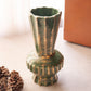 Vintage Medium Green Ceramic Vase with Brushed Gold Details