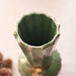 Vintage Medium Green Ceramic Vase with Brushed Gold Details