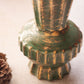 Vintage Medium Green Ceramic Vase with Brushed Gold Details