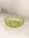 Vintage Medium Green Glass Bowl with Lattice Edge and Diamond Designs