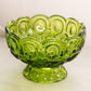 Vintage Medium Green Glass Moon and Star Footed Bowl