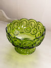 Vintage Medium Green Glass Moon and Star Footed Bowl