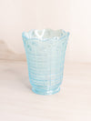 Vintage Medium Imperial Glass Light Blue Iridescent Block and Daisy Vase