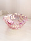 Vintage Medium LE Smith Pink Iridescent Glass Bowl with Ruffle Edge