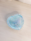 Vintage Medium Light Blue Iridescent Glass Heart Lidded Dish