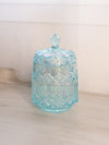 Vintage Medium Light Blue Iridescent Glass Lidded Canister Jar