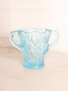 Vintage Medium Light Blue Vase with 2 Handles and Strawberries