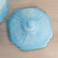 Vintage Medium Mayfair Blue Slag Glass Lidded Floral Cookie Jar