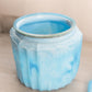 Vintage Medium Mayfair Blue Slag Glass Lidded Floral Cookie Jar