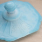 Vintage Medium Mayfair Blue Slag Glass Lidded Floral Cookie Jar