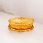 Vintage Medium Oval Amber Glass Rose Lidded Dish