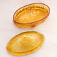 Vintage Medium Oval Amber Glass Rose Lidded Dish