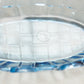 Vintage Medium Oval Blue Glass Shallow Bowl with Block Design