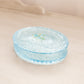 Vintage Medium Oval Light Blue Glass Lidded Dish with Floral Designs