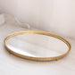 Vintage Medium Oval Mirror Tray with Gold Tone Border and 4 Toes