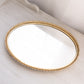 Vintage Medium Oval Mirror Tray with Gold Tone Border and 4 Toes