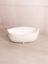 Vintage Medium Oval White Milk Glass Hobnail Bowl with 4 Toes