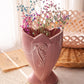 Vintage Medium Pink Ceramic Scroll Detail Vase