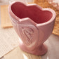 Vintage Medium Pink Ceramic Scroll Detail Vase