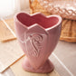 Vintage Medium Pink Ceramic Scroll Detail Vase