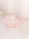 Vintage Medium Pink Glass Bowl with Butterfly Designs and 3 Toes