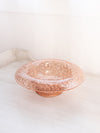 Vintage Medium Pink Glass Bowl with Rolled Edge and Branch Designs