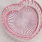Vintage Medium Pink Glass Heart Dish (Missing Lid)