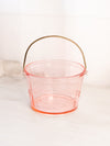 Vintage Medium Pink Glass Ice Bucket with Etched Leaf Designs