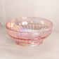 Vintage Medium Pink Iridescent Glass Footed Ribbed Bowl
