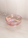 Vintage Medium Pink Iridescent Glass Footed Ribbed Bowl