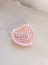 Vintage Medium Pink Iridescent Glass Heart Lidded Dish