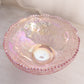 Vintage Medium Pink Iridescent Imperial Glass Bowl w/ Floral Designs