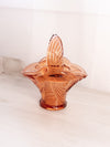Vintage Medium Pink Orange Glass Bird Basket