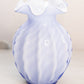 Vintage Medium Purple Blue Swirl Cased Glass Vase with Ruffle Edge