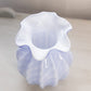 Vintage Medium Purple Blue Swirl Cased Glass Vase with Ruffle Edge