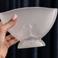 Vintage Medium Rectangular Clear Satin Glass Vase with Bird Designs
