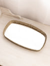 Vintage Medium Rectangular Gold Tone Mirror Tray with Rounded Edges