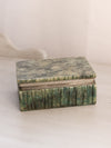 Vintage Medium Rectangular Green Alabaster Stone Hinged Lidded Box