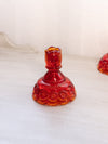 Vintage Medium Red Amberina Glass Moon and Star Candlestick (Glows)